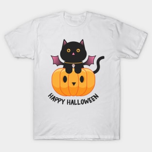 Black cat in a pumpkin T-Shirt